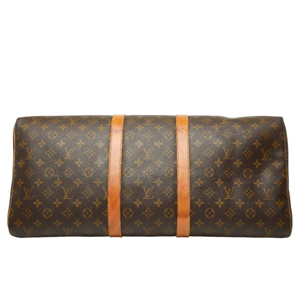 LOUIS VUITTON Authentic Brown Monogram Leather Keepall 55 Boston Bag - Picture 3 of 14